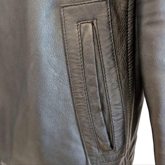 LEATHER BIKER Laverapelle Black Jacket Moto Standup Collar Bomber XL - Picture 6 of 16